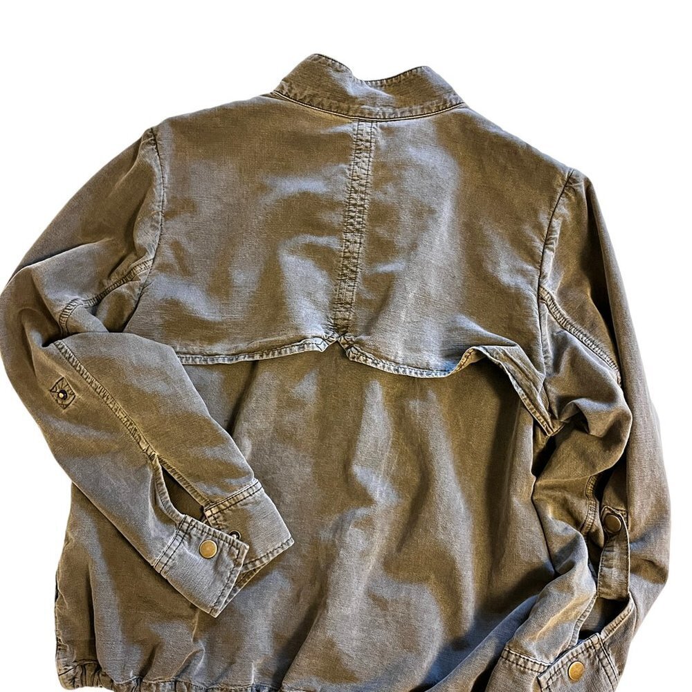 Caslon Green Drawstring Hem Utility Military Jacket  Women Full Zip size M - Picture 7 of 13